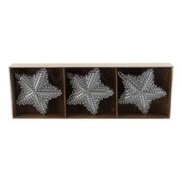 Jólatrésskraut stjörnur plast Ø8 cm silfur 3 stk