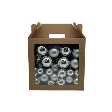 Jólakúlur silfur 60 stk 4-7cm