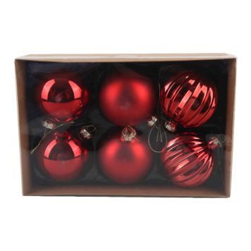 Jólakúla Ø8 cm rauð 6 stk 