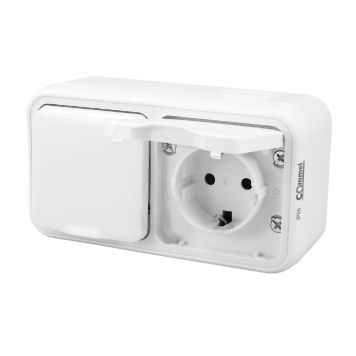 Tengill 2 faldur rakaþéttur IP55 Commel 16A hvítur