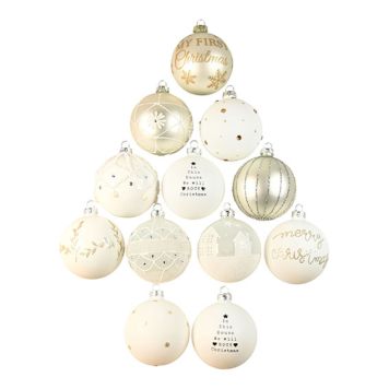 Jólakúlur Ø8 cm hvítar gler 1 stk 