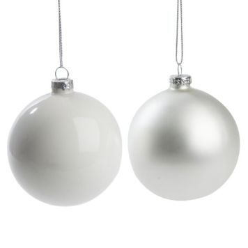 Jólakúla Ø8 cm 1 stk hvítar plast (nokkar gerðir)