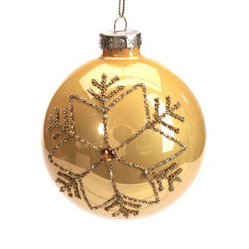 Jólakúla Ø8 cm gler gyllt með snjókorni