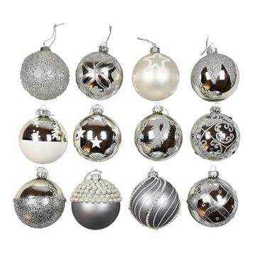 Jólakúlur Ø8 cm silfurlitaðar gler 1 stk 