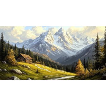 Hljóðvistarmynd landslag bjarg 2420x1220x20 mm InEx