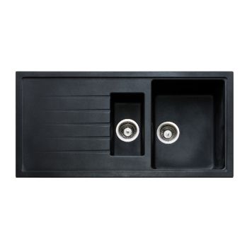 Stálvaskur 1½ hólf með vaskaborði 1000x500 mm Secher svartur