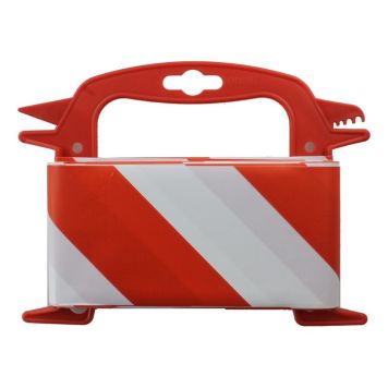 Öryggisborði 80 mm x 50 m rauður og hvítur