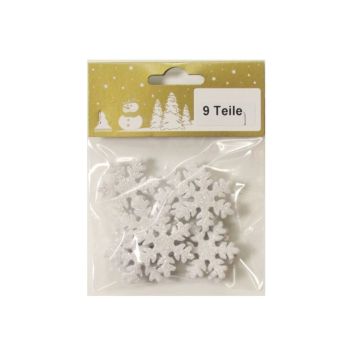 Snjókorn 3,5 cm 9 stk hvít