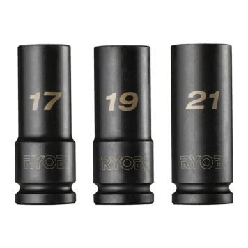 Toppar fyrir hersluvél 17/19/21mm Ryobi RHDIS3PC