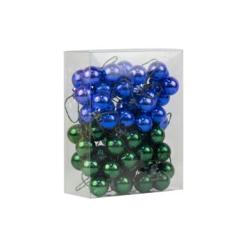 Skrautkúlur í 3 búntum 24stk blár og grænar