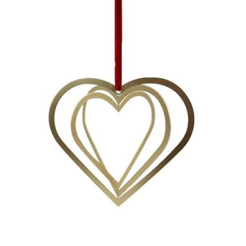 Jólaórói hjarta upphengt 14cm gyllt Black:Cotton