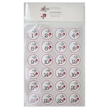 Jóladagatalslímmiðar tölur 1-24 Black:Cotton