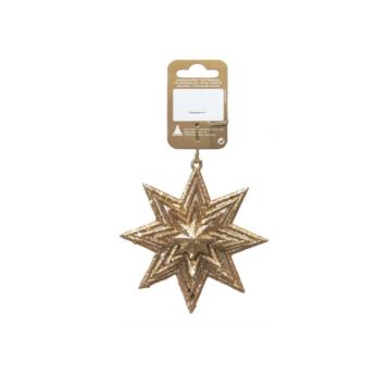 Jólatrésskraut stjarna 10 cm gulllituð