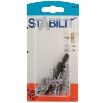 Gipstappar Stabilit 22mm 5stk með skrúfum