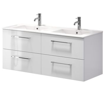 Baðinnrétting tvöföld handlaug 120 cm Camden hvít