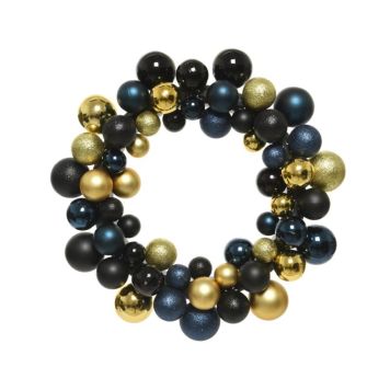 Jólakrans úr jólakúlum Ø33 cm blár og gylltur