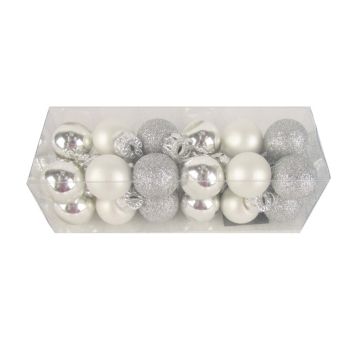 Jólakúlur gler Ø2 cm silfur 24 stk 