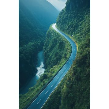 Hljóðvistarmynd landslag vegur og skógur 800x1220x20 mm InEx