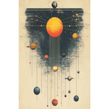 Hljóðvistarmynd sólkerfi ljós 800x1220x20 mm InEx