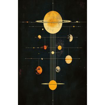 Hljóðvistarmynd sólkerfi dökk 800x1220x20 mm InEx