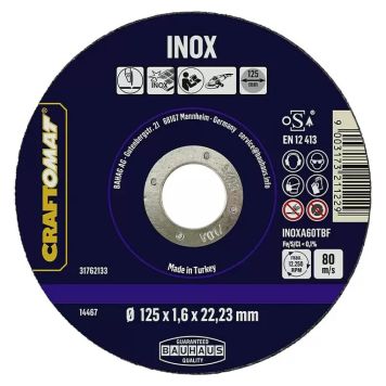 Skurðarskífa 125mm Craftomat ryðfrítt stál