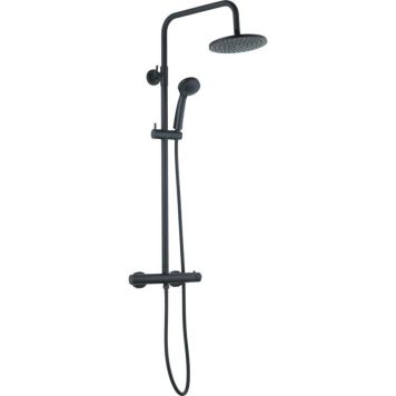 Sturtusett með blöndunartæki Lux Ø22 cm svart