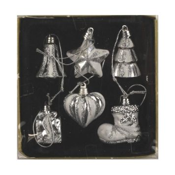 Jólatrésskraut blandað 6 stk silfurlitað