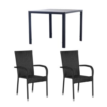 Garðborð 90x90 cm Bordeux og 4 stólar Anna