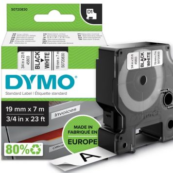 Límmiði fyrir DYMO D1 merkivél 19mm x 7m svartur/hvítur