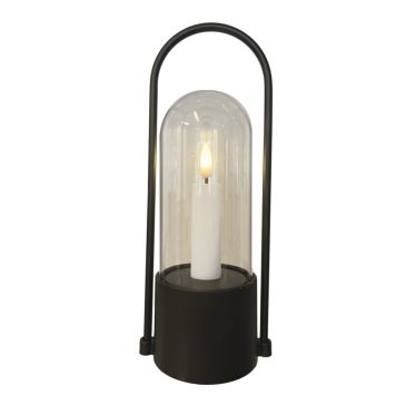 Lukt með LED kerti 25x10 cm svört