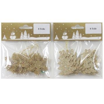 Jólatrésskraut snjókorn og jólatré gyllt