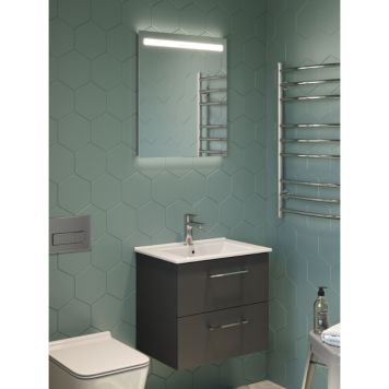 Baðinnrétting með LED spegli 56cm dökkgrá