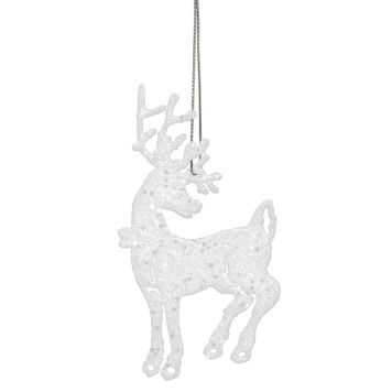 Jólatrésskraut hreindýr 10 cm hvítt