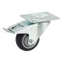 Snúningshjól með bremsu TPE 107x80mm 100kg