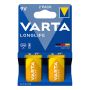 Rafhlöður 9V Varta Longlife Alkaline 2stk