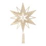 Jólatréstoppur stjarna úr málmi 20 cm gulllitaður