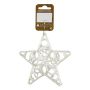 Jólatrésskraut stjarna plast 13x13 cm hvít með glimmer