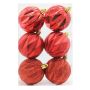 Jólakúlur Ø6 cm 6 stk rauðar plast