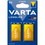 Rafhlöður 9V Varta Longlife Alkaline 2stk