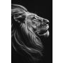 Hljóðvistarmynd ljón svarthvítt 800x1220x20 mm InEx