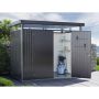 Geymsluskúr 6,35m² Highline H4 dök grár tvöföld hurð