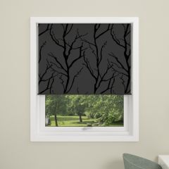Myrkvunarrúllugardína 120x175 cm Debel trémynstur grá/svört